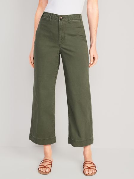 High-Waisted Wide-Leg Cropped Chino Pants | Old Navy (US)