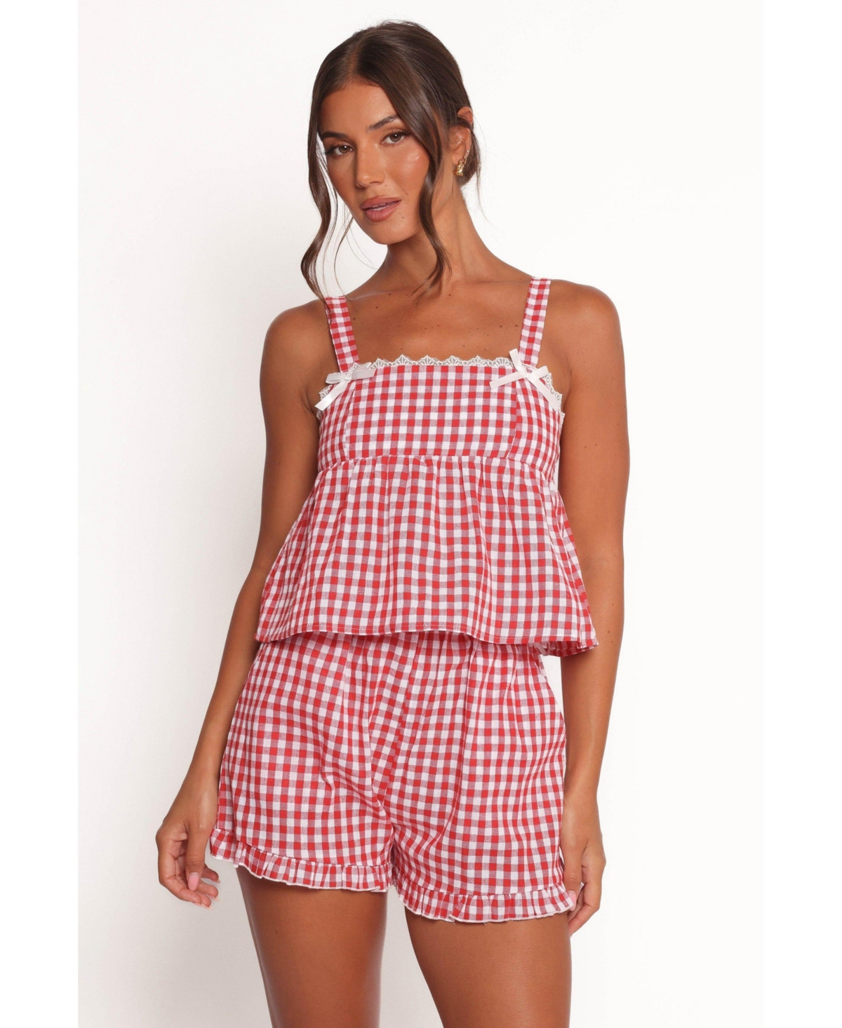 Petal and Pup Women's Isidore Gingham Short Set - Red - Red | Macy's