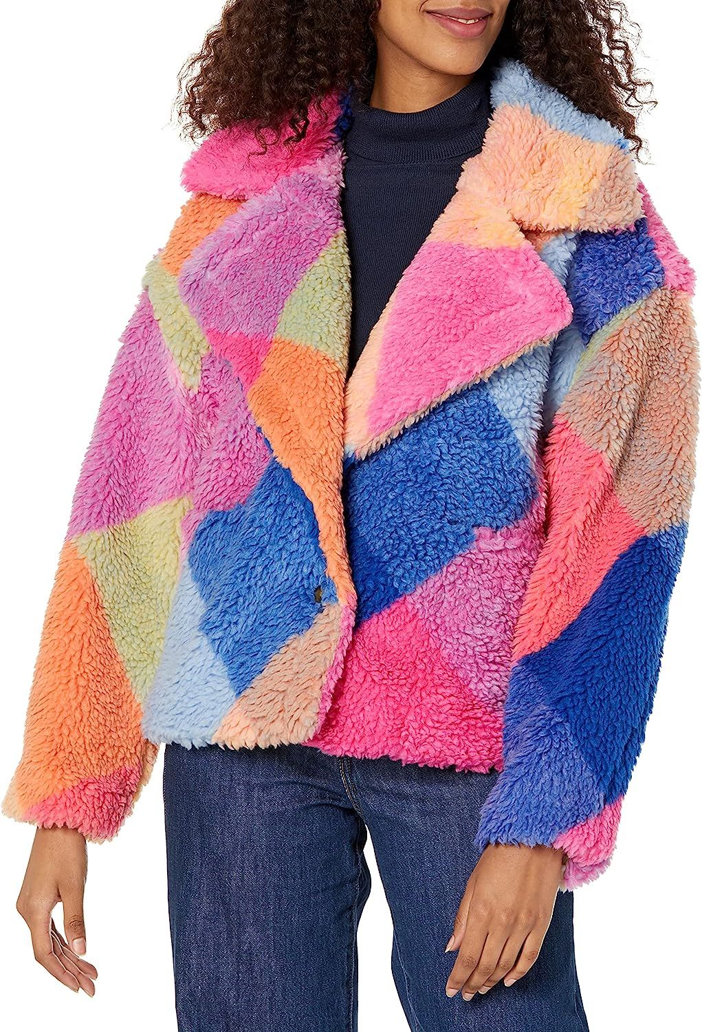 [BLANKNYC] Womens Luxury Clothing Plaid Teddy Coat, Comfortable & Stylish Jacket | Amazon (US)