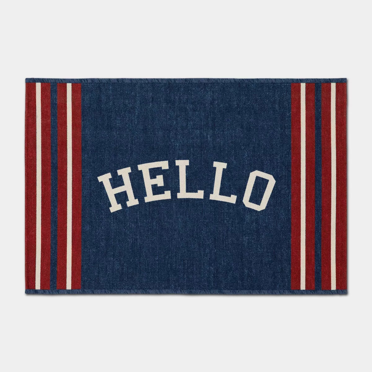 2'x3' 'Hello' Border Stripe Dorm Scatter Accent Rug Blue/Red - Room Essentials\u2122 | Target