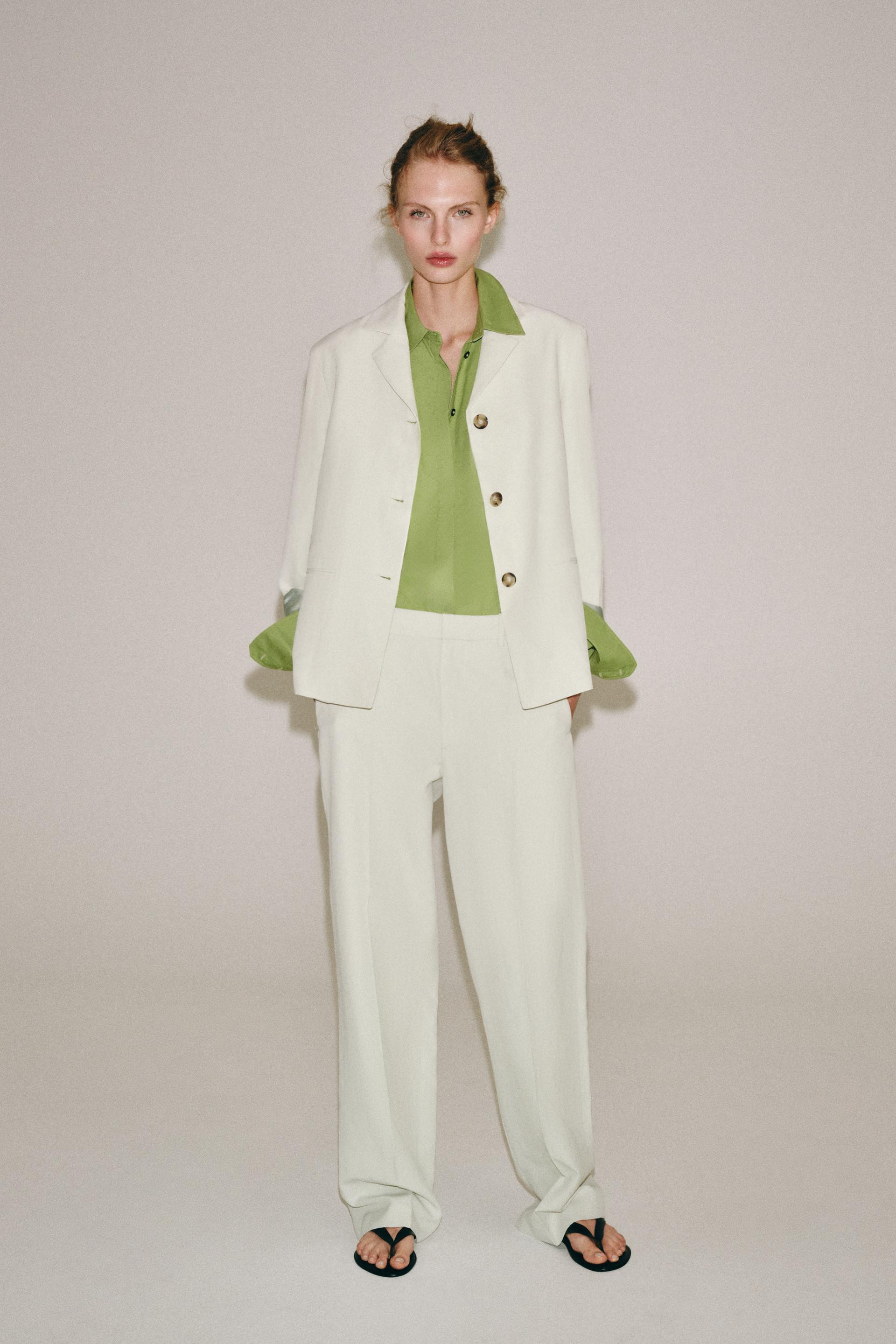 Zara - Zw Collection Linen Blend Pants - Ice - Xs - Woman | Zara US