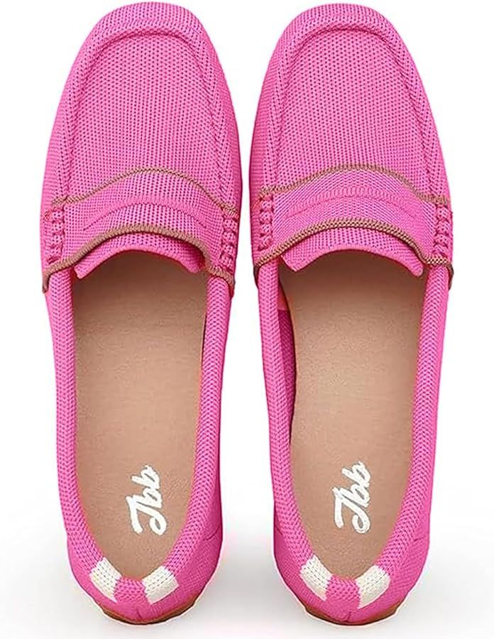 JBB Women Knit Loafers Men Driving Loafer Slip On Flat Boat Shoes Penny Moccasins Flat Bottom Bre... | Amazon (US)