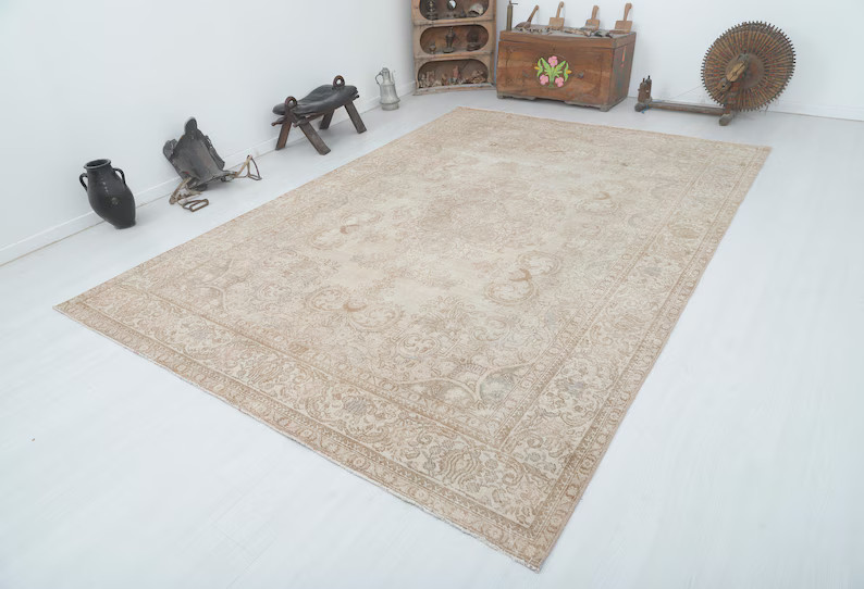 8x11 Vintage Oushak Wool Rug: Handmade Turkish Anatolian Rug - Etsy | Etsy (US)