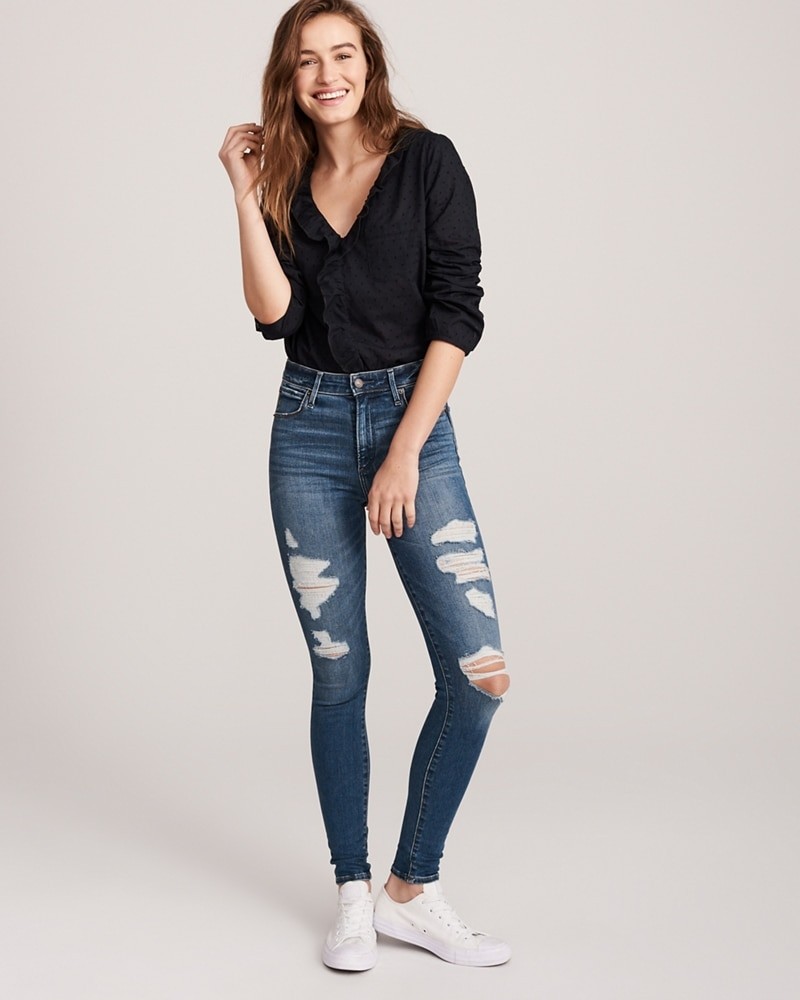 Ripped High Rise Super Skinny Jeans | Abercrombie & Fitch US & UK
