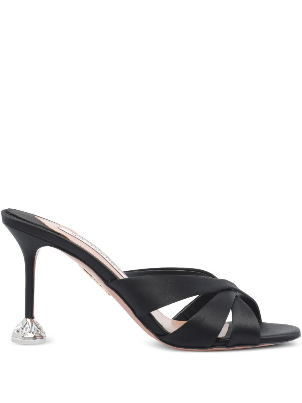 Aquazzura 85mm embellished satin heeled sandals - Black | Farfetch Global