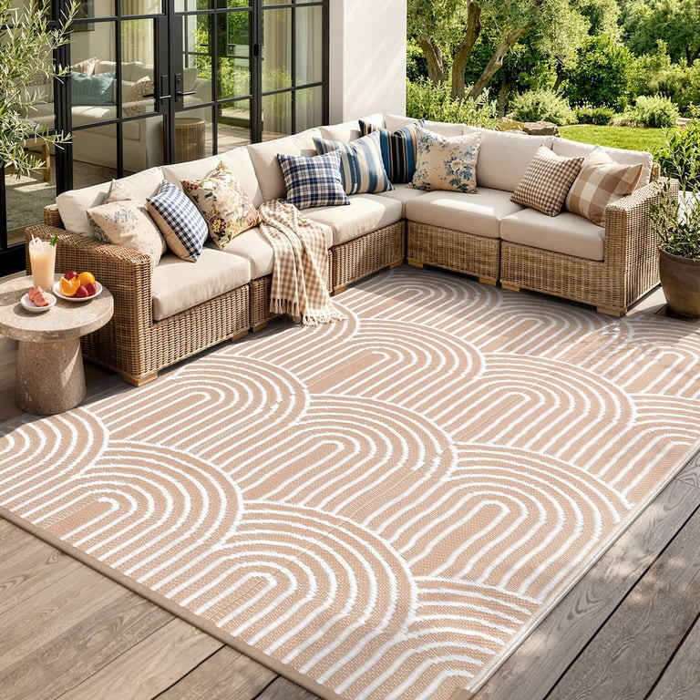 Lahome Decor 8\u2019X10\u2019 Rainbow Outdoor Rug for Patio,Beach Mats Waterproof, Camping Rug fo... | Walmart (US)