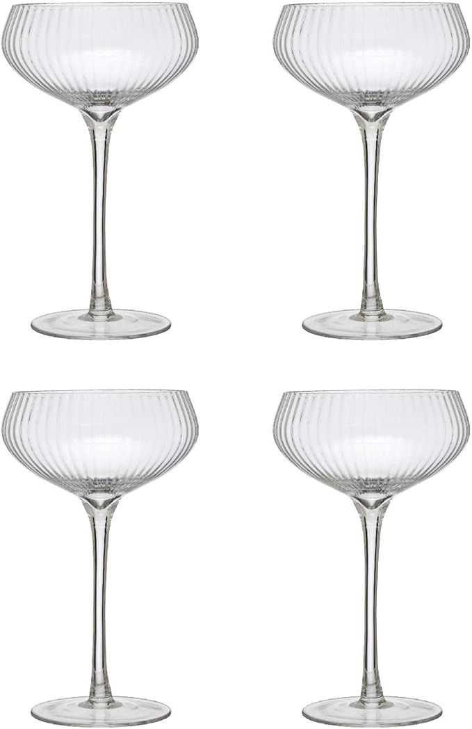 Creative Co-Op Stemmed Coupe, Set of 4, Clear Champagne Glass | Amazon (US)