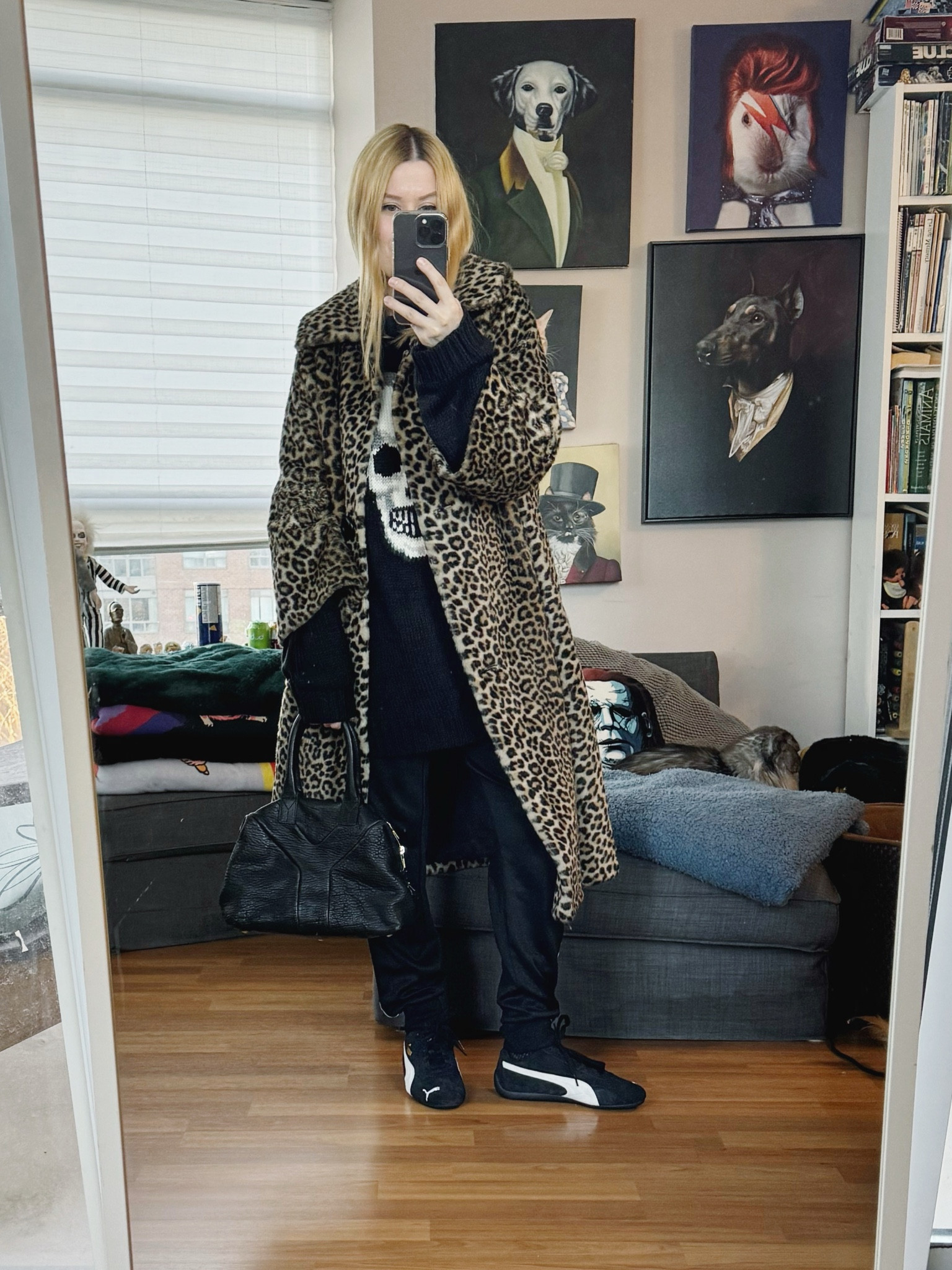 New Alexander McQueen coded skull sweater. 
Track pants, bag, and coat are vintage or secondhand. 
 •
#falloutfit #ysleasy #falltrends #torontostylist #StyleOver40  #secondhandFind #fashionstylist #slowfashion #animalprint #FashionOver40  #MumStyle #genX #genXStyle #shopSecondhand #genXInfluencer #genXblogger #secondhandDesigner #Over40Style #40PlusStyle 



#LTKStyleTip #LTKShoeCrush #LTKOver40