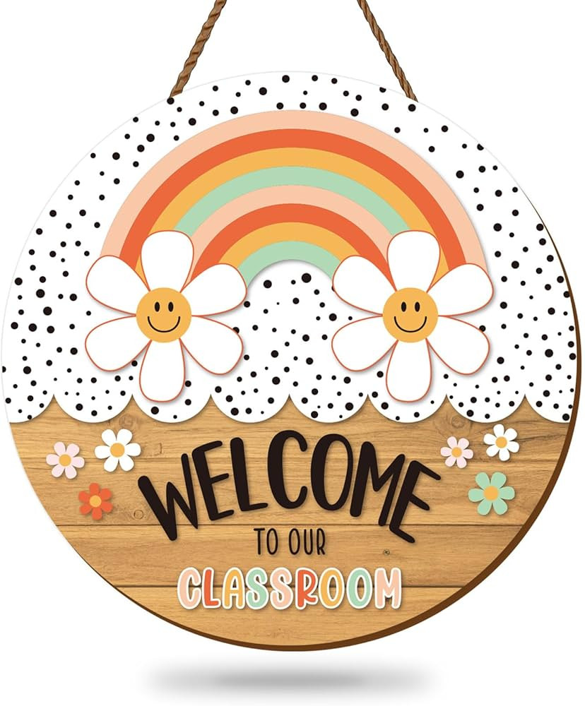 Welcome Sign for Classroom Boho Welcome to Our Classroom Door Sign Back to School Door Hanger Wre... | Amazon (US)