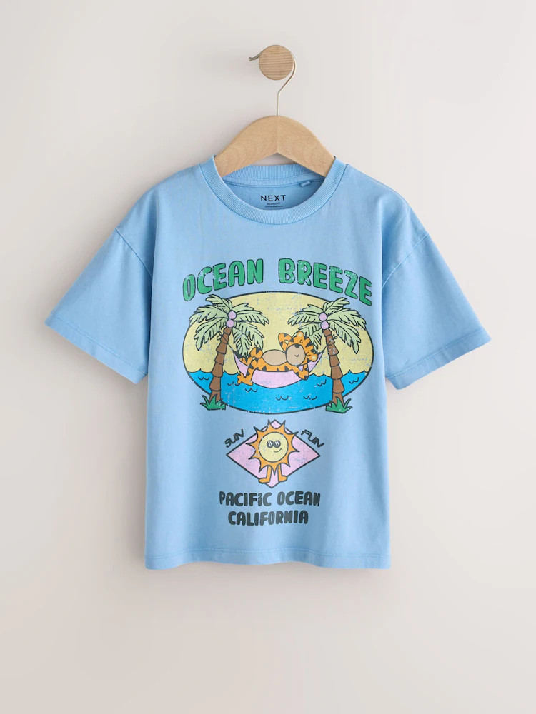 Washed Blue Ocean Breeze Short Sleeve Graphic T-Shirt (3mths-7yrs) | Next US