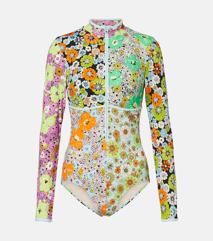 AlÃ©mais Orange Blossom floral rashguard swimsuit | Mytheresa (US/CA)