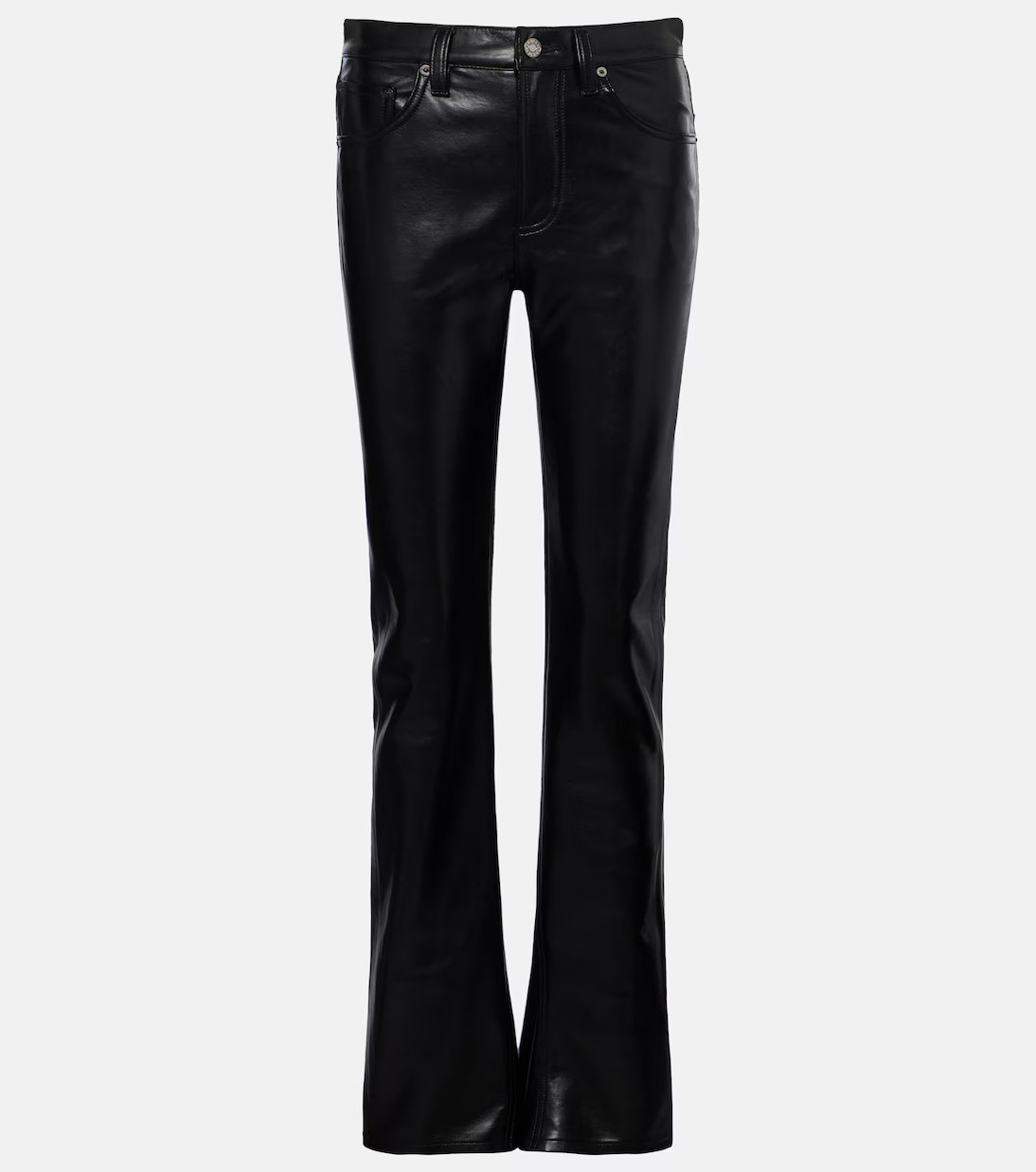 Mid-rise leather-blend bootcut pants | Mytheresa (UK)