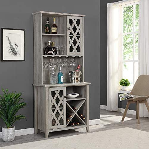 Home Source Home Lounge or Kitchen Bar Mix of Two Cabinets with Diamond Engraved Design and a Twe... | Amazon (US)