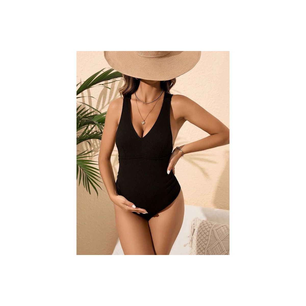Coolmee Women's Maternity One Piece Swimsuit Deep V Neck Back Cross Knot  Bathing Suit | Target