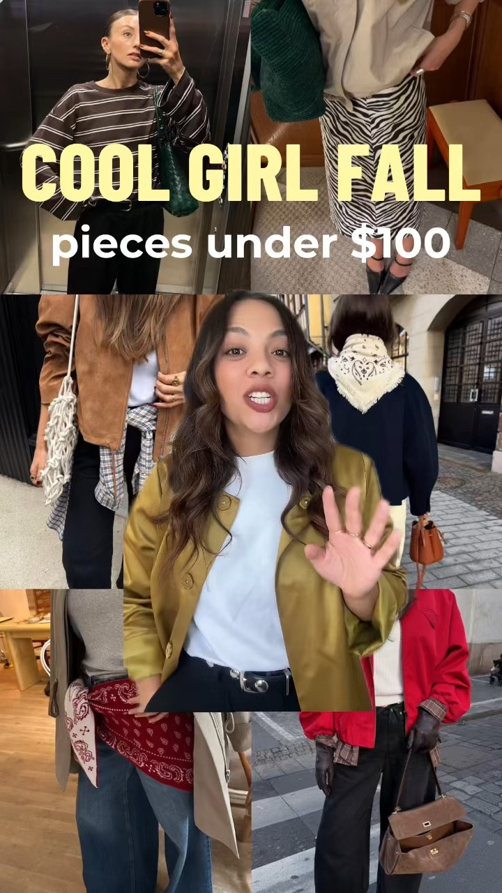 Trendy clothing for fall that’s under $100!

Plaid shirts, stripy shirts, stripy T-shirt, bomber jacket, funnel-neck, jacket, barrel jeans, purple sweater, zebra print skirt, bandana scarf. ￼

Wearing the Reformation satin chartreuse jacket in a size large.

#LTKfall #LTKstyletip #LTKcanada