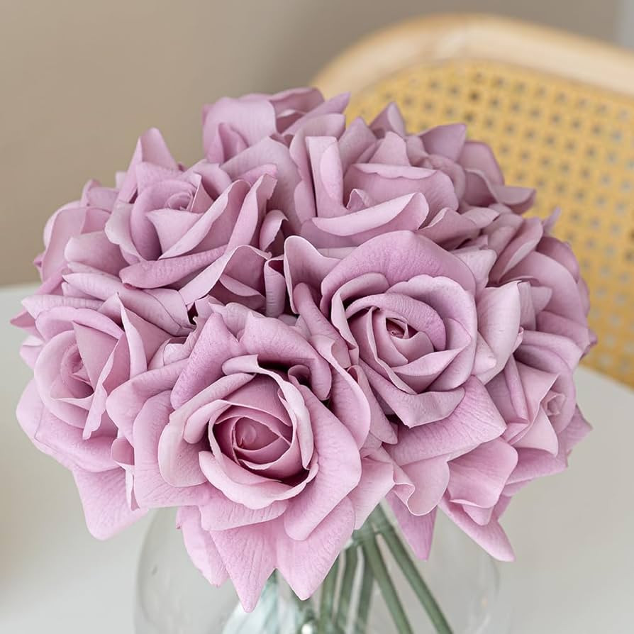 Artificial Roses Single Stem 10pcs Fake Silk Flower Arrangement Bouquet for Home Party Wedding De... | Amazon (US)