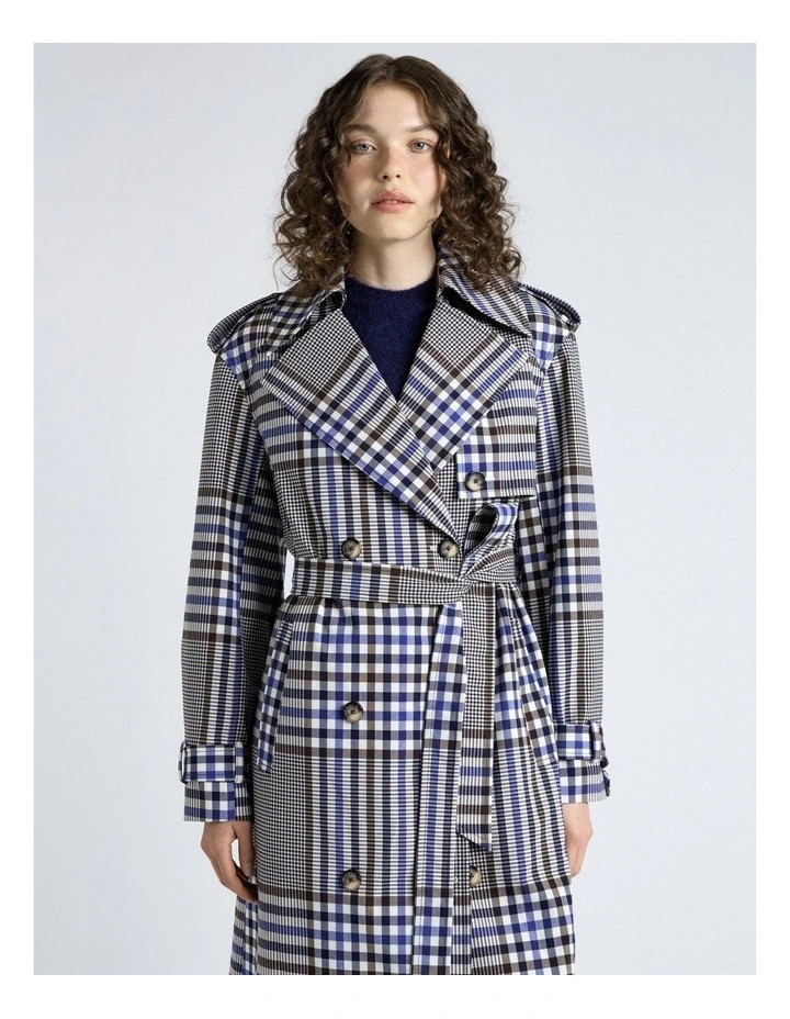 CueEuropean Oversized Check Trench | Myer