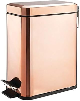 mDesign 1.3 Gallon Rectangular Small Steel Step Trash Can Wastebasket, Garbage Container Bin for ... | Amazon (US)