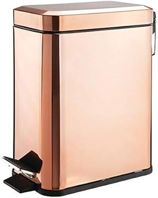 mDesign 1.3 Gallon Rectangular Small Steel Step Trash Can Wastebasket, Garbage Container Bin for ... | Amazon (US)