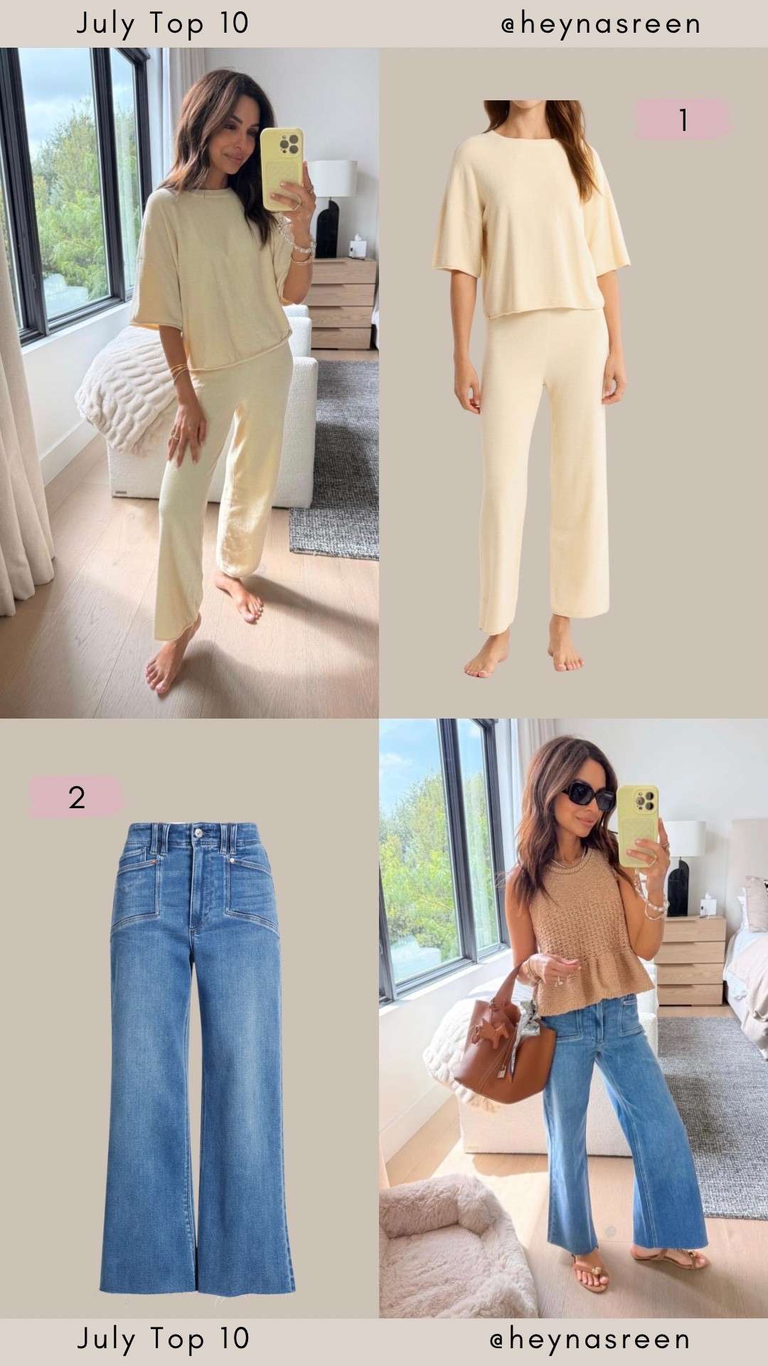 July Top 10:
#1: Barefoot Dreams pajamas, so soft and comfy! I’m wearing my true size XS. 
#2: Paige jeans, I’m wearing my true size 24.