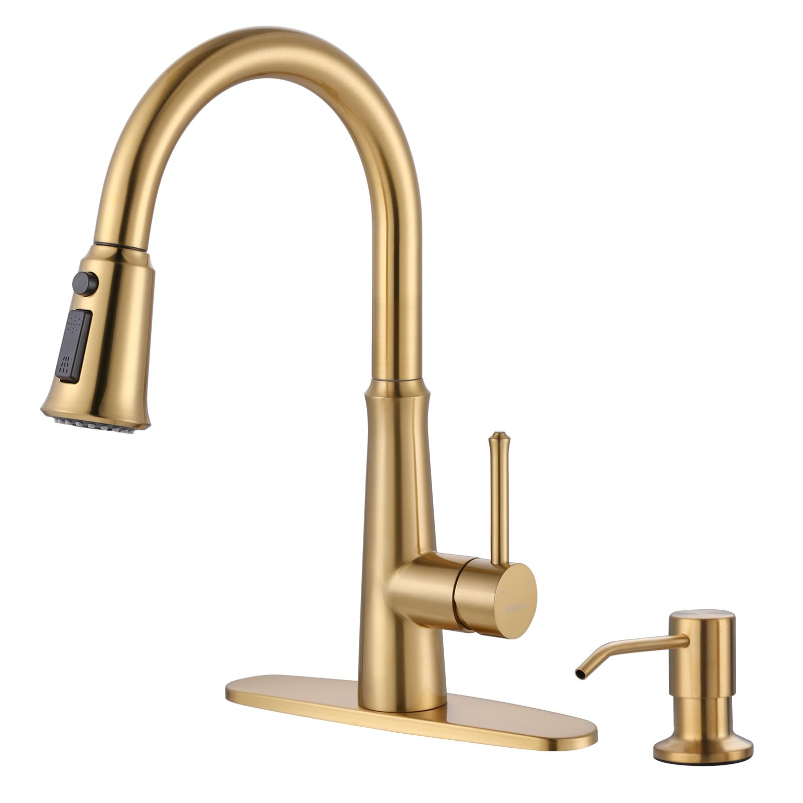 WOWOW Gold Single Handle High Arc Stainless Steel Faucet with Pull Down Sprayer for Sink 2 or 4 H... | Amazon (US)