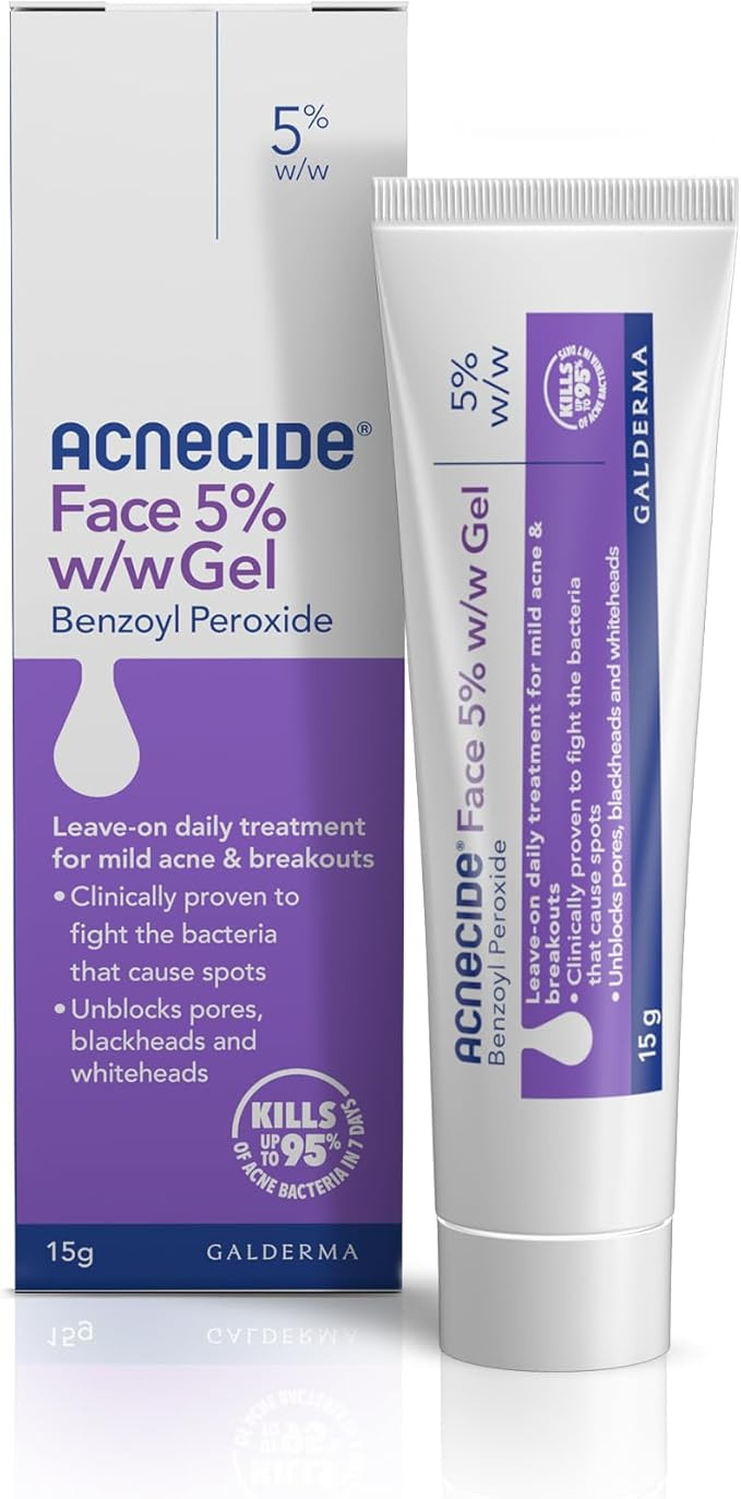 Acnecide Face Gel 5% Benzoyl Peroxide Acne Treatment for Spot Prone Skin 15g | Amazon (UK)