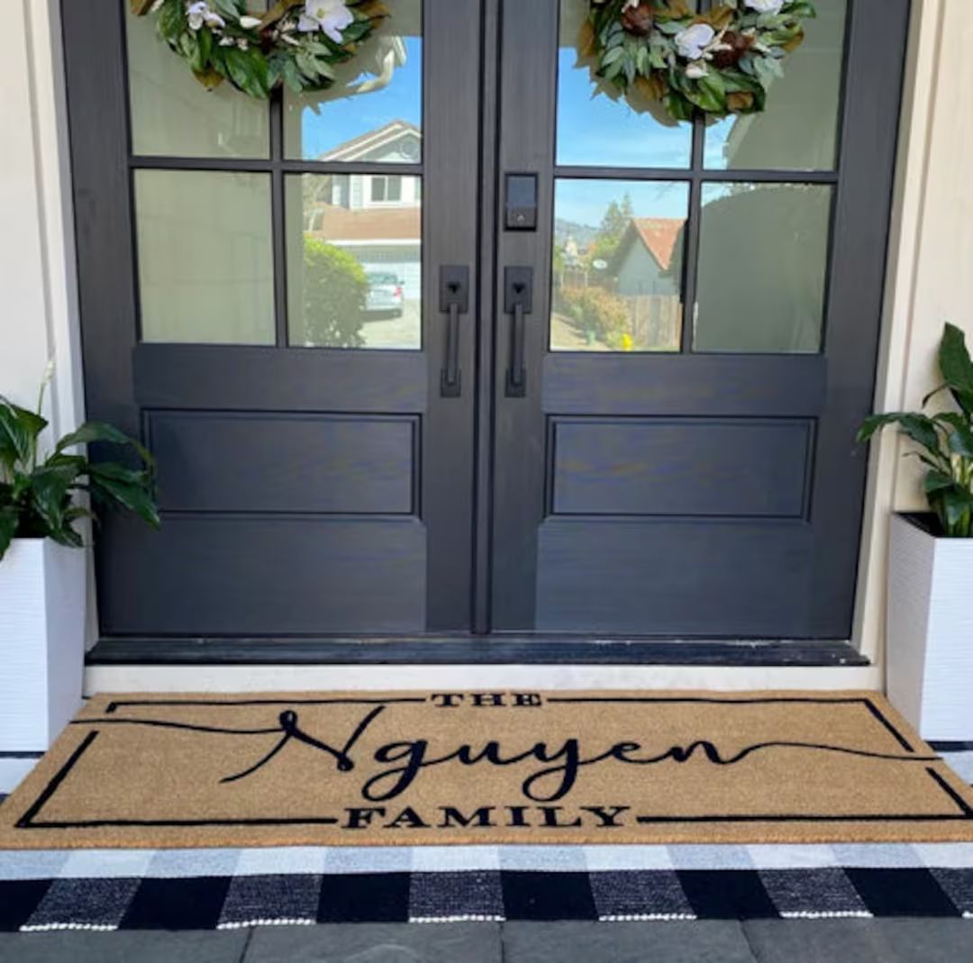 Personalized Name Doormat Flocked Coir Door Mat Welcome Mat - Etsy | Etsy (US)