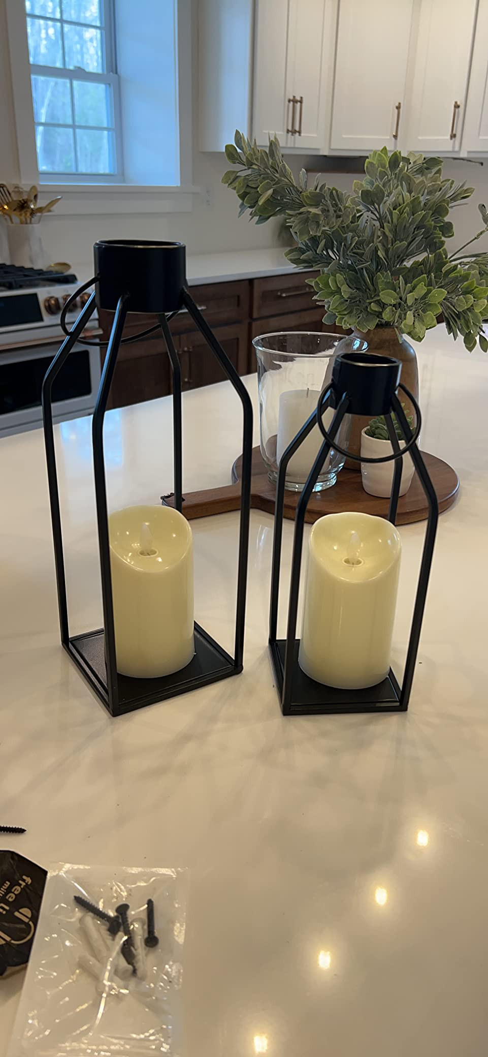 HPC Decor Modern Farmhouse Lantern Decor- Black Metal Candle Lanterns Living Room Decor- Lanterns... | Amazon (US)