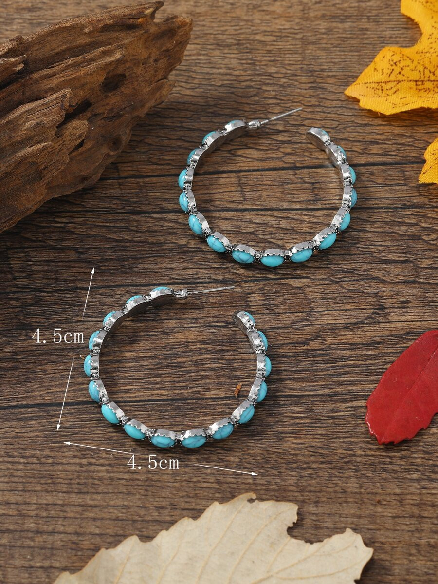 Turquoise Decor Cuff Hoop Earrings SKU: sj2212177349540331(100+ Reviews)$2.10$2.00Join for an Exc... | SHEIN