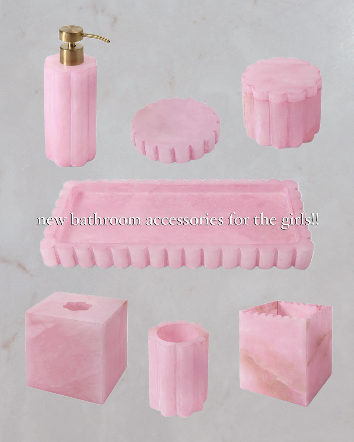I’ve been waiting for these to restock for MONTHS and ordered so quick for the girls bathroom when I saw they were back!! 

Pink bathroom accessories
Wavy bathroom accessories 
Pink marble 
Girl bathroom 
Pink aesthetic 

#LTKfindsunder100 #LTKhome