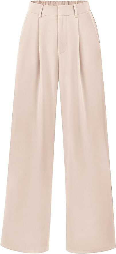 Pretty Garden Womens Causal Wide Leg Pants High Elastic Waisted Long Work Office Suit Pants | Amazon (US)