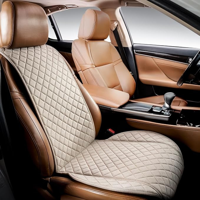 IVICY Faux Linen Car Seat Cover for Cars - Durable & Non-Slip - Front Car Seat Protector Covers f... | Amazon (US)