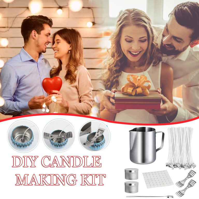 EJWQWQE DIY Candle Making Kit Including Wax Jar Beeswax Wick Candle Box Spoon Etc | Walmart (US)