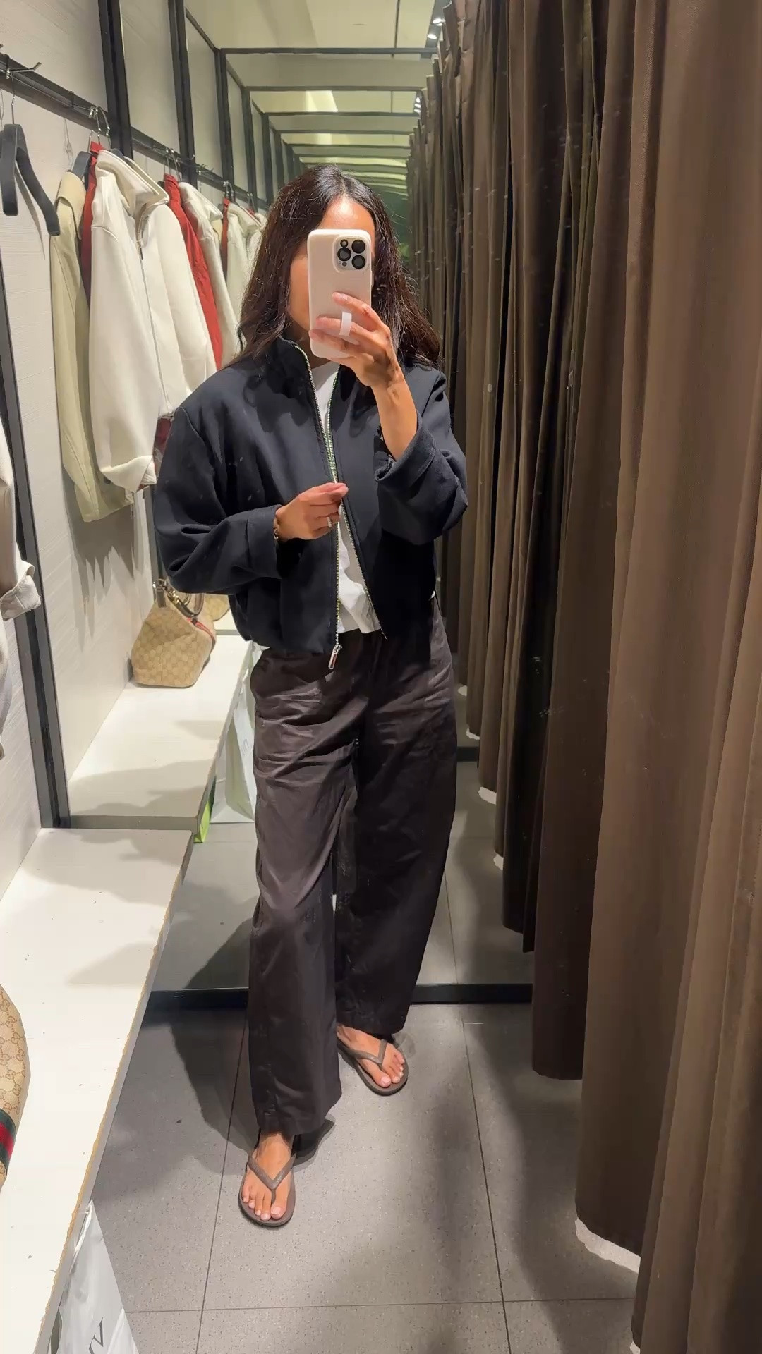 Bomber jacket. Funnel neck, bubble hem. Chic, elevated casual style. Material feels appropriate for a fall jacket. This is true to size, but I would want a size up. Also comes in cream and red.

#LTKOver40