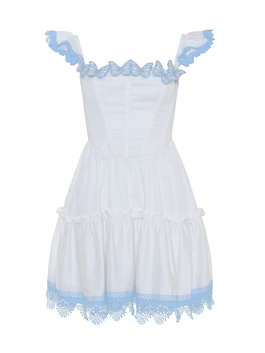 Women's Cotton Poplin Flutter-Sleeve A-Line Minidress - Off White - Size 2 | Saks Fifth Avenue