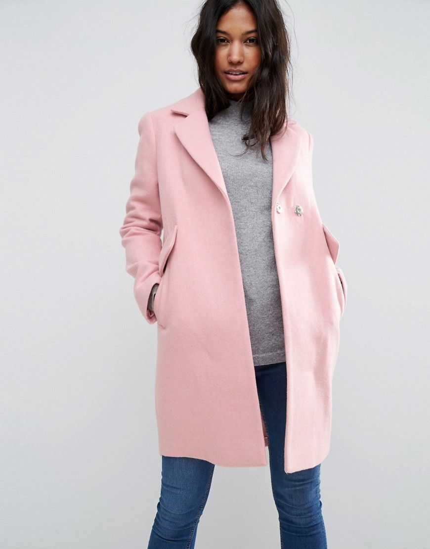 ASOS Slim Coat with Pocket Detail - Pink | ASOS US