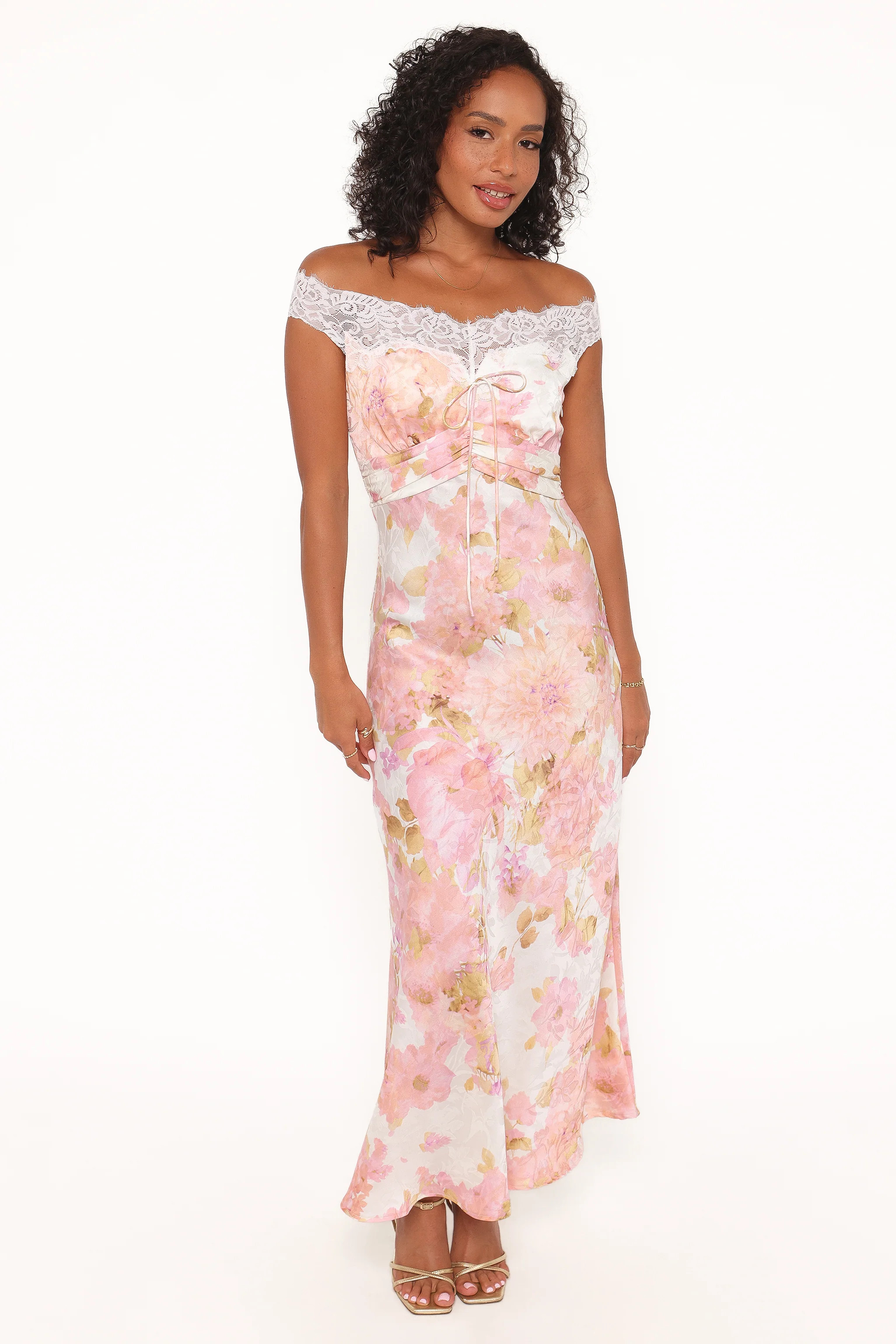 Voss Off Shoulder Lace Maxi Dress - Pink Floral | Petal & Pup (US)