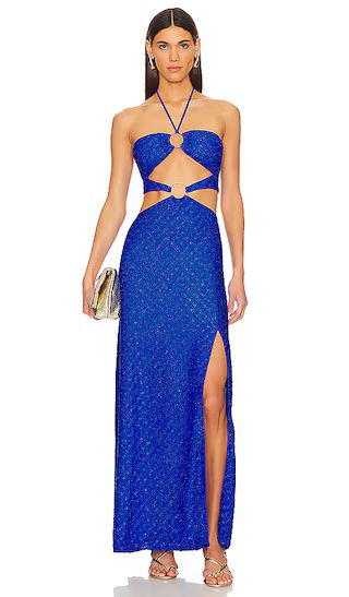 Brilla Double Loop Long Dress in Electric Blue | Revolve Clothing (Global)