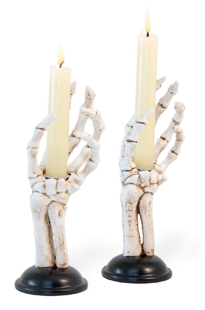 Boston International Halloween Taper Candle Holders, Set of 2, 3 x 8-Inches, Skeleton Hands | Amazon (US)