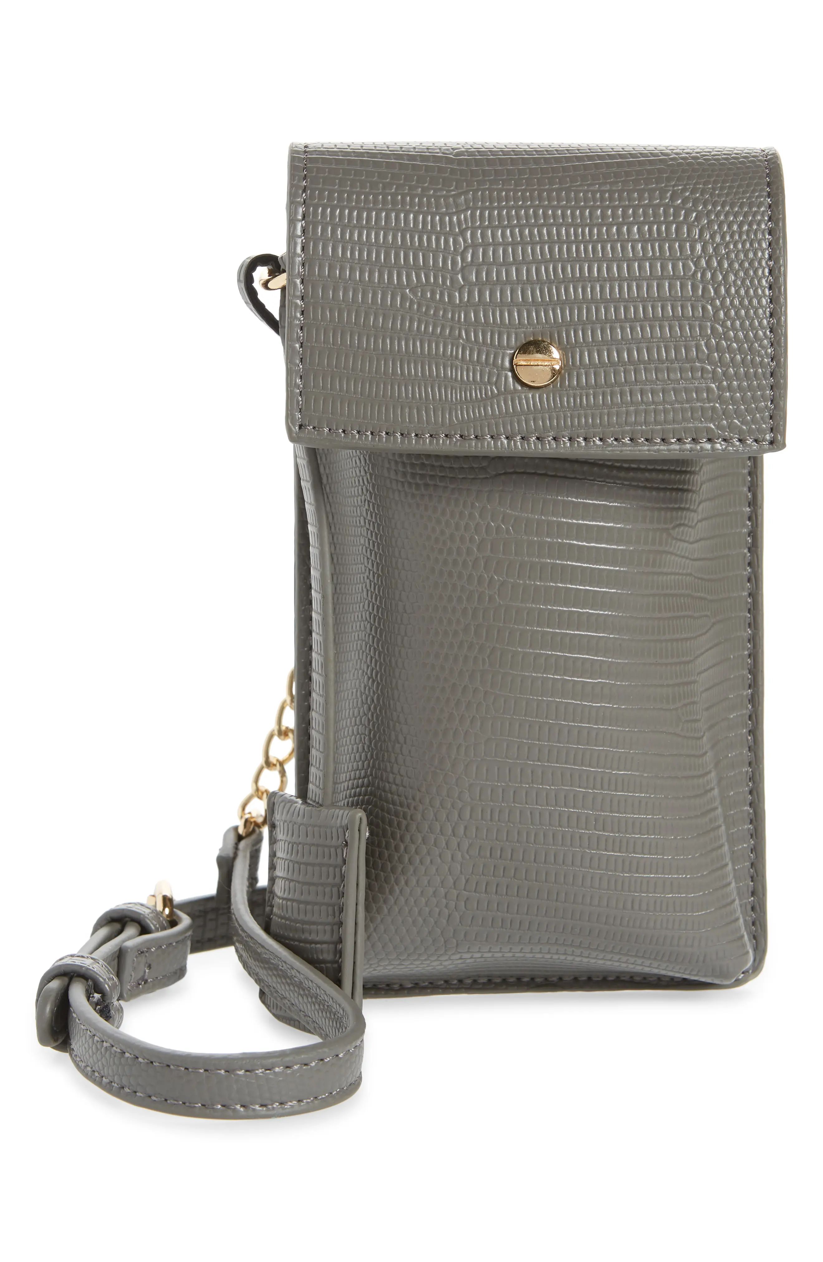 Mali + Lili Brooke Vegan Leather Tech Crossbody Bag - Grey | Nordstrom