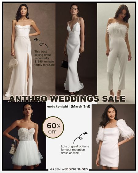 Anthropologie Weddings currently has select wedding dresses at 60% off - or more!! Sale ends March 3, 2024 at 11pm. 

#LTKwedding #LTKsalealert
