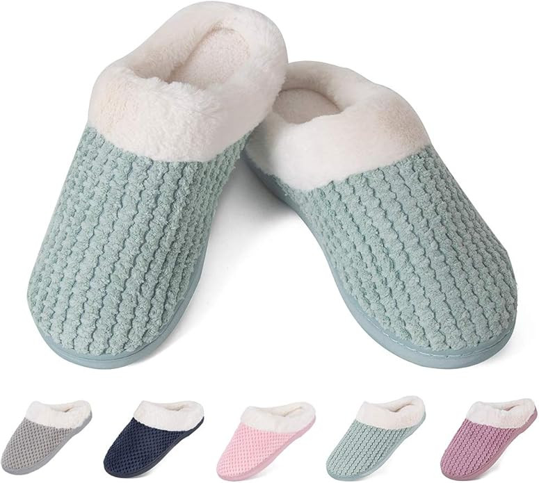 Womens House Shoes Men's Warm Slippers Cotton Home Shoes Comfortable Fleece Memory Foam Plush Lin... | Amazon (US)