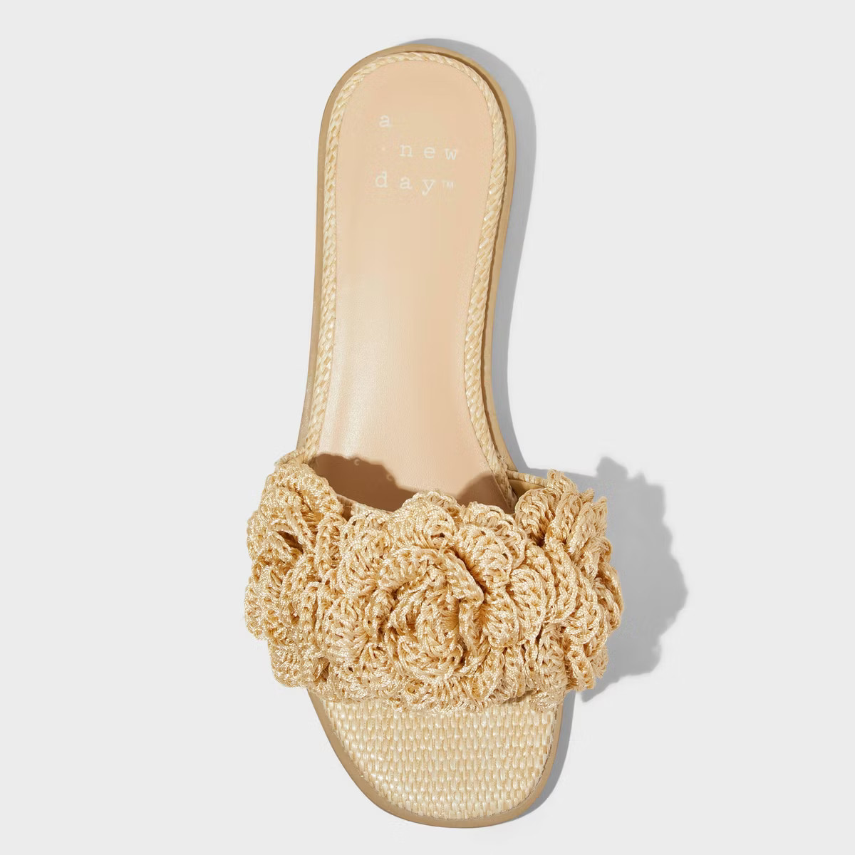 Women's Coco Raffia Flower Slide Sandals - A New Day™ Tan | Target