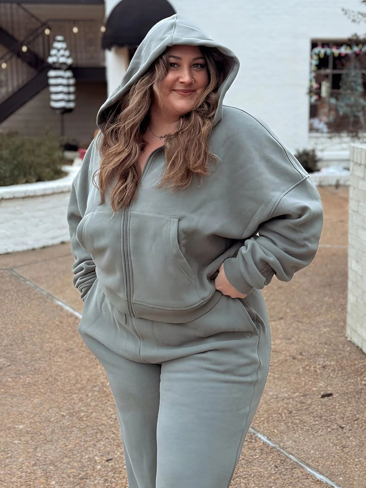 Plush Fleece Zip Hoodie - Frosted Sage XXS | Buffbunny