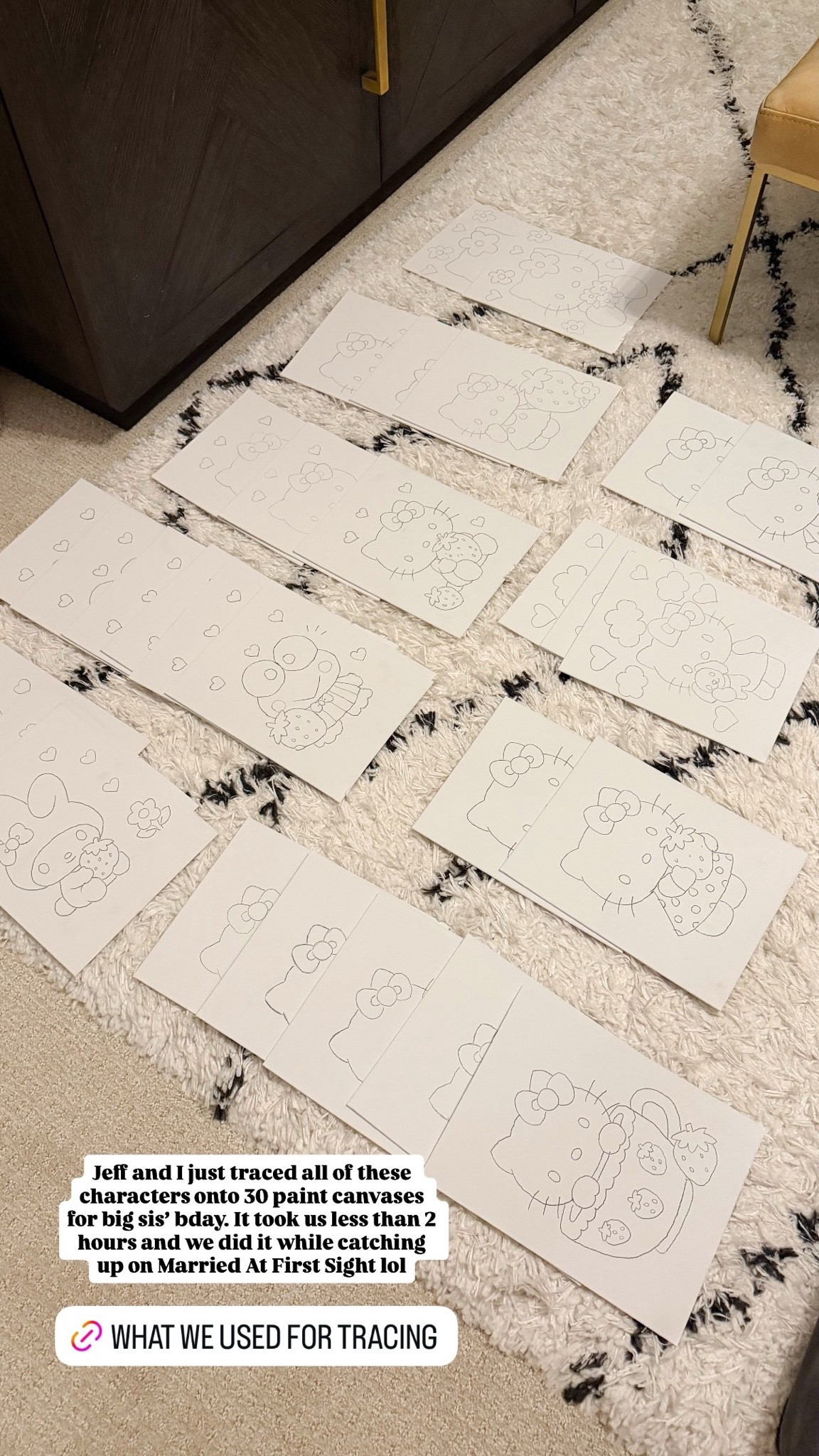 WHAT WE USED FOR TRACING! Jeff and I just traced all of these characters onto 30 paint canvases for big sis' bday. It took us less than 2 hours and we did it while catching up on Married At First Sight lol

#LTKsummer #LTKkids #LTKhome