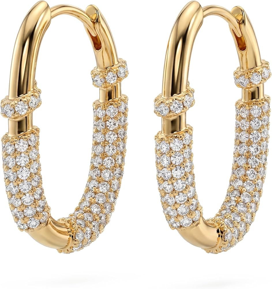 Gold Dainty Huggie Hoop Earrings 18K Gold Plated Exquisite Open Tassel Dangle Charm Drop Sleeper ... | Amazon (US)