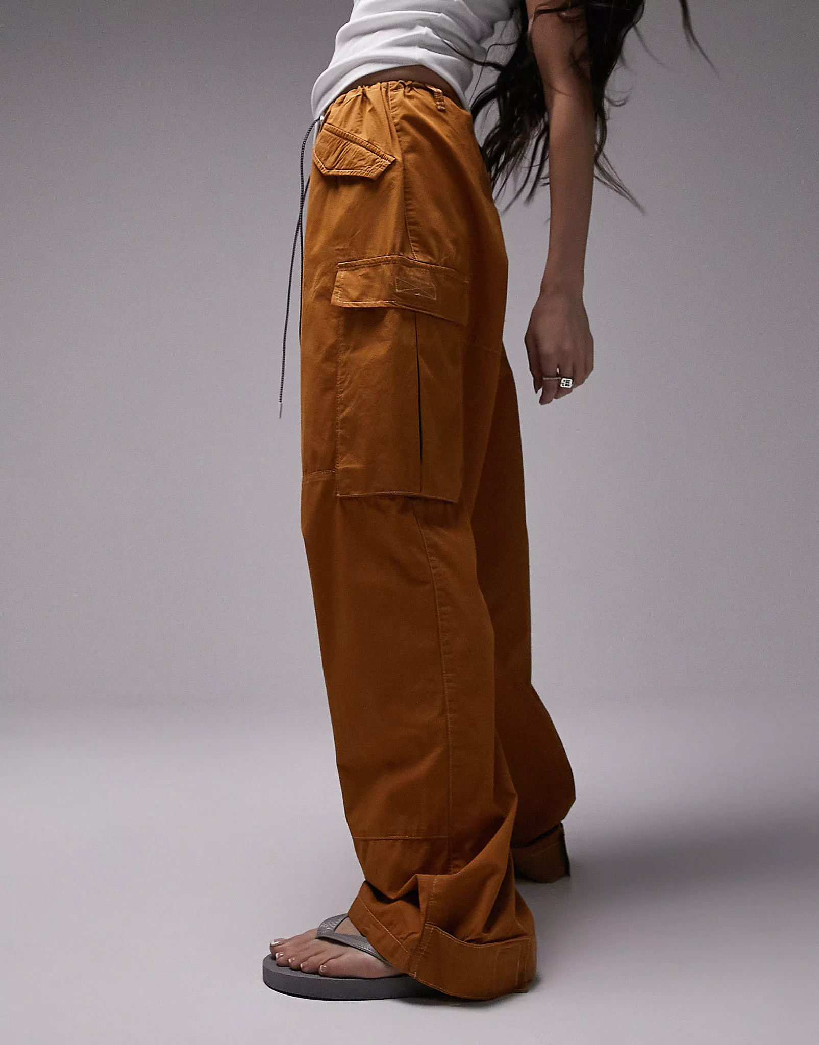 Topshop oversized parachute cargo pants with contrast trims in orange | ASOS (Global)