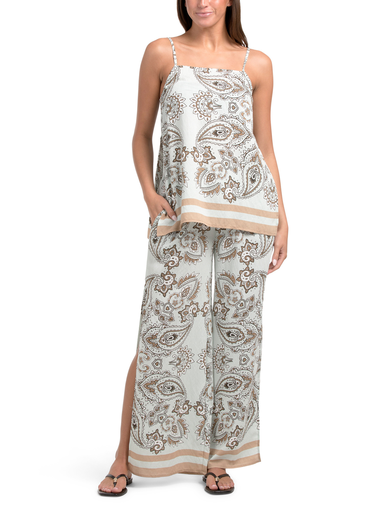 2pc Bandana Printed Tank And Wide Leg Pants Cover-up Set | TJ Maxx