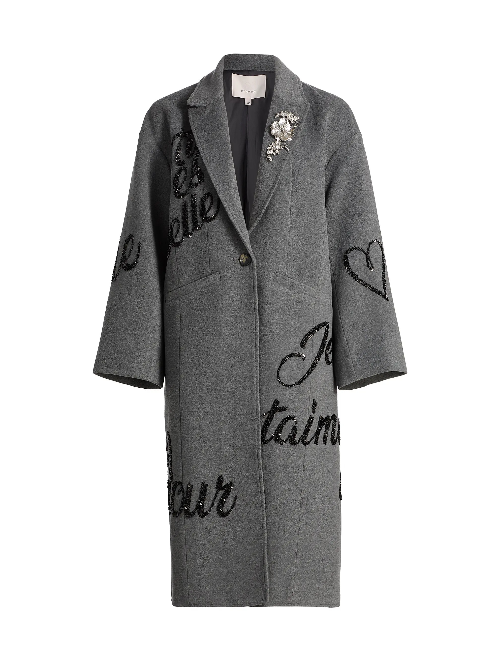 Cinq à Sept Crushed Sequin Loveletter Gravis Coat | Saks Fifth Avenue | Saks Fifth Avenue