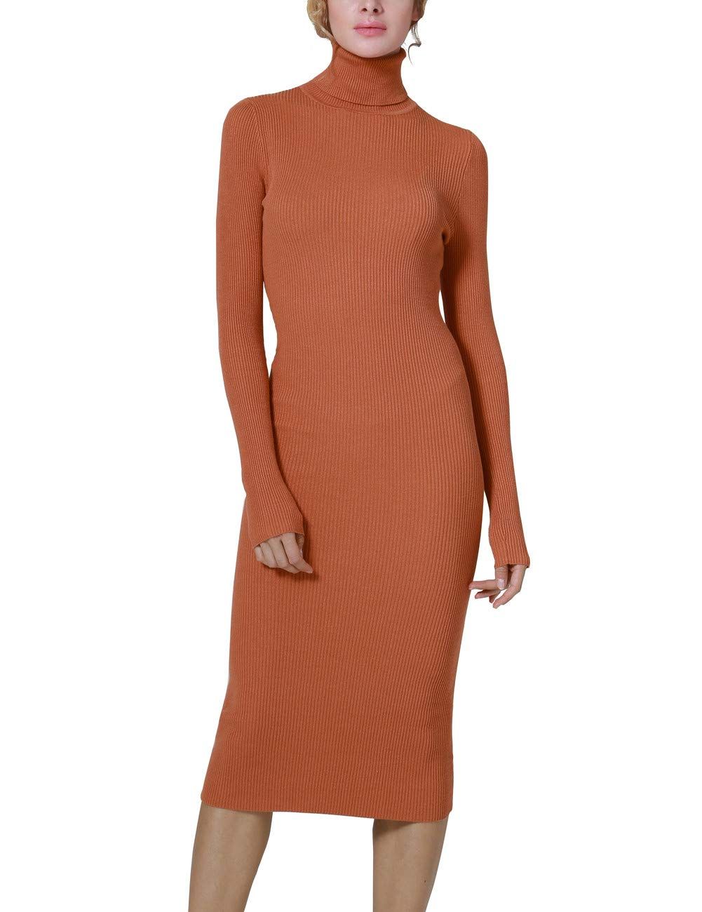 ninovino Women's Turtleneck Ribbed Knit Long Sleeve Slim Fit Sweater Dress | Amazon (US)